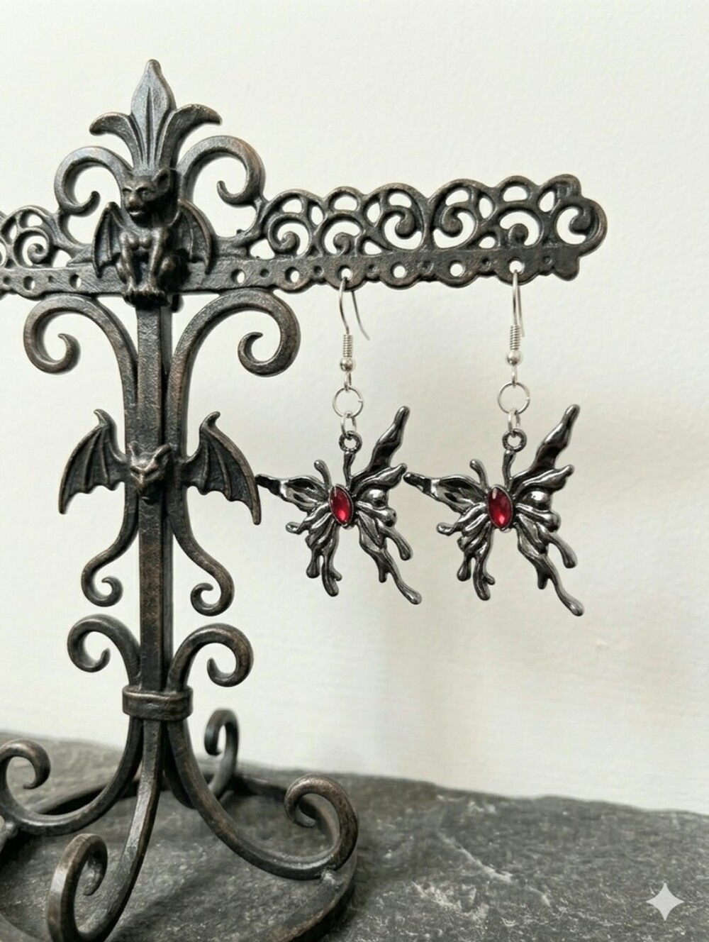 Handcrafted Goth Butterfly Dangle Earrings